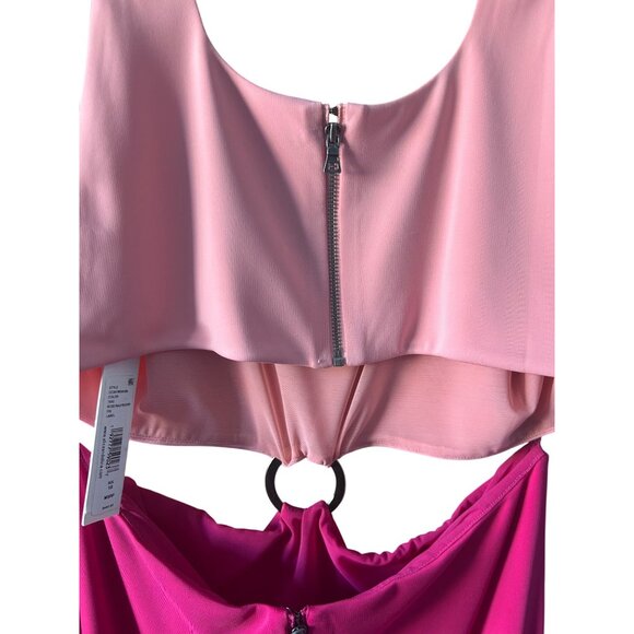 Alice + Olivia Arizona O-Ring Maxi Dress Pink Cutout Size 10 - Picture 14 of 16